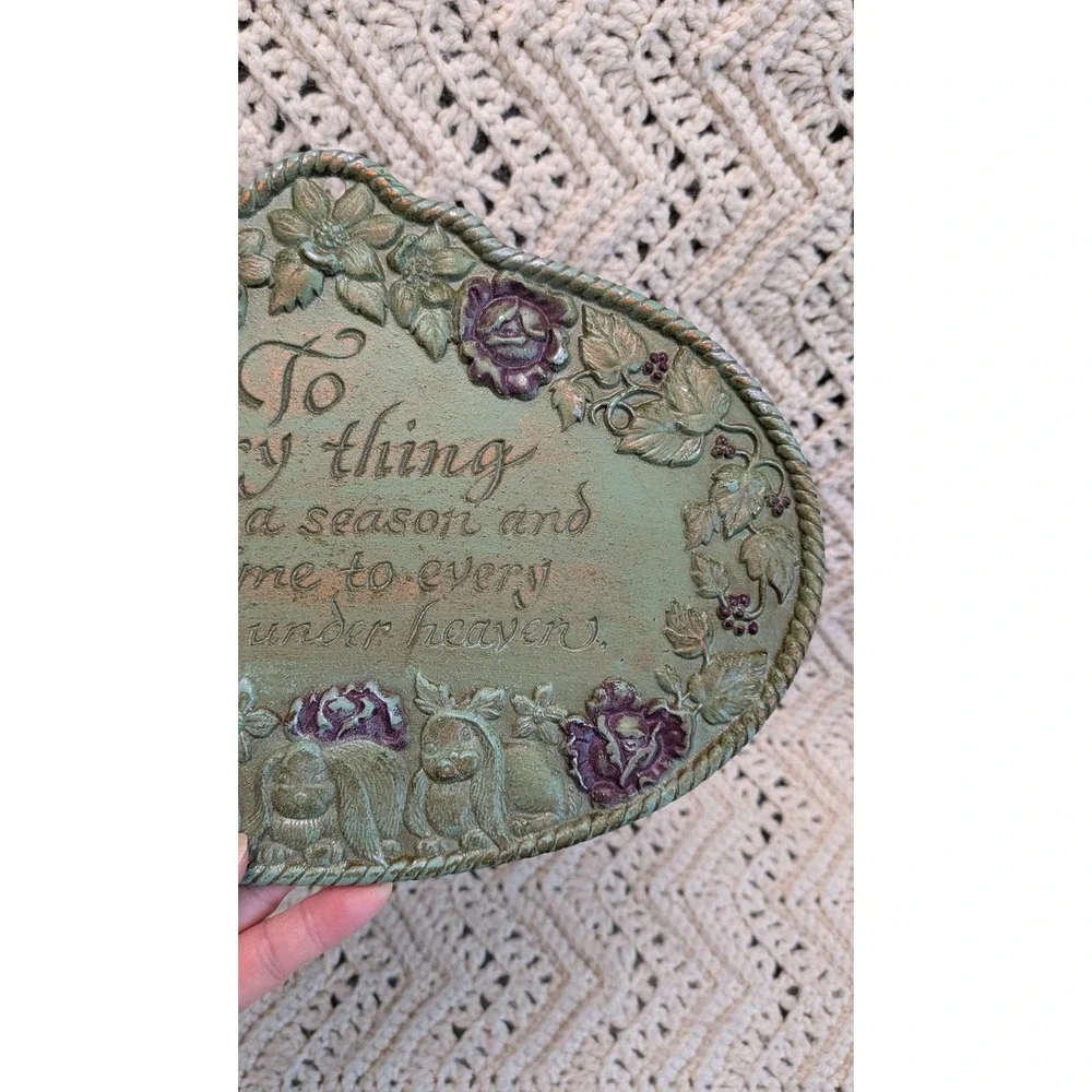 Home Interiors Vintage Metal Wall Plaque To Every Thing There Is A Season Green